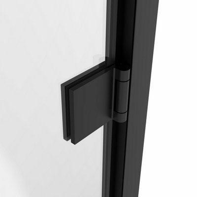 SunDaze 6mm Toughened Safety Glass Hinged Door Shower Enclosure Screen -1900x900mm Black