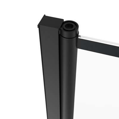 SunDaze 6mm Toughened Safety Glass L Shaped Black Grid Shower Bath Screen Fixed Return - 1400x800mm - 5