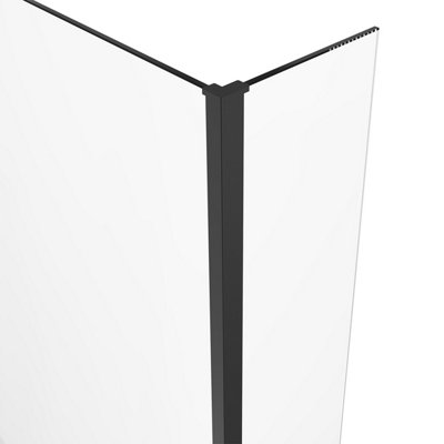 SunDaze 6mm Toughened Safety Glass L Shaped Shower Bath Screen Fixed Return- 1400x800mm Black - 3