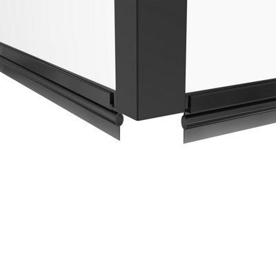 SunDaze 6mm Toughened Safety Glass L Shaped Shower Bath Screen Fixed Return- 1400x800mm Black - 5