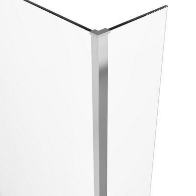SunDaze 6mm Toughened Safety Glass L Shaped Shower Bath Screen Fixed Return- 1400x800mm Chrome - 3