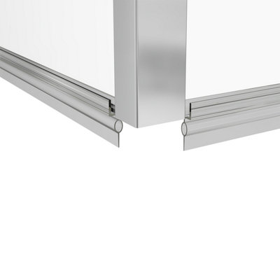 SunDaze 6mm Toughened Safety Glass L Shaped Shower Bath Screen Fixed Return- 1400x800mm Chrome - 5
