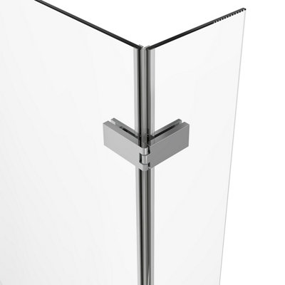 SunDaze 6mm Toughened Safety Glass L Shaped Shower Bath Screen Hinged Return - 1400x800mm Chrome - 3