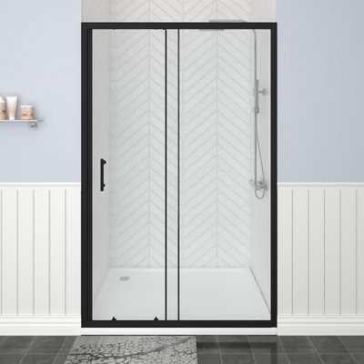 SunDaze 6mm Toughened Safety Glass Shower Enclosure Sliding Door - 1900x1200mm Black