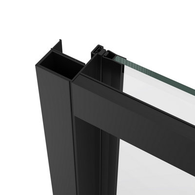 SunDaze 6mm Toughened Safety Glass Shower Enclosure Sliding Door - 1900x1300mm Black