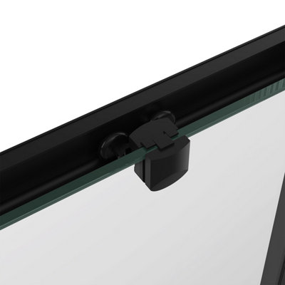 SunDaze 6mm Toughened Safety Glass Shower Enclosure Sliding Door - 1900x1300mm Black