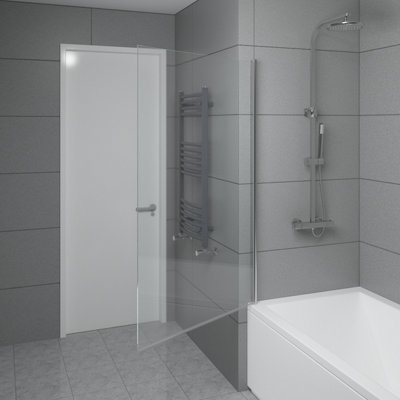 SunDaze 6mm Toughened Safety Glass Straight Pivot Shower Bath Screen - 1400x800mm Chrome - 3