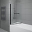 SunDaze 6mm Toughened Safety Glass Straight Pivot Shower Bath Screen with Towel Rail - 1400x800mm Black