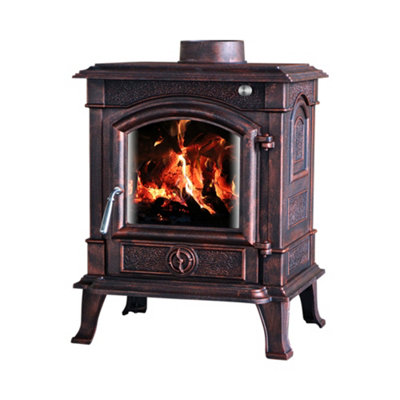 SunDaze 8KW Woodburning Stove Cast Iron Log Burner Fireplace Eco Design Dafra Approved Antique Bronze