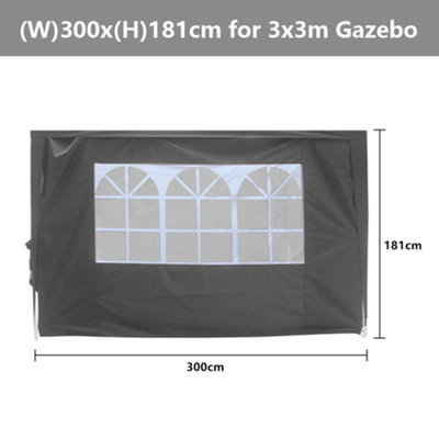 SunDaze Anthracite Side Panel with Window for 3x3M Pop Up Gazebo Tent 1 Piece