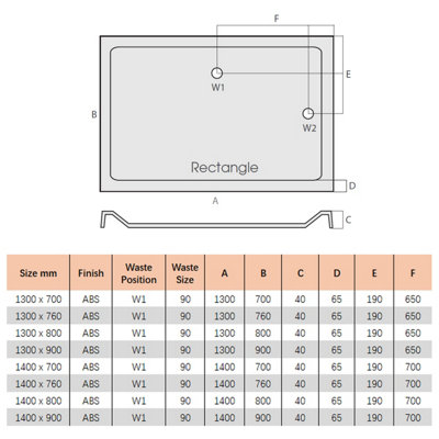 SunDaze Anti-Slip 1300x760mm Rectangle Stone Shower Tray White