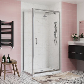 SunDaze Bathroom 1000mm Bi-Fold Door Shower Enclosure Chrome Framed with 1000mm Side Panel