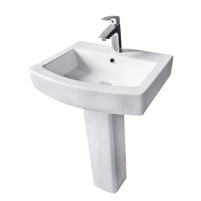 SunDaze Bathroom 560mm Wash Basin with Full Pedestal 1 Tap Hole Basin