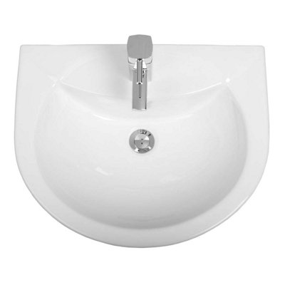 SunDaze Bathroom Cloakroom Full Pedestal 540mm Basin Compact Single Tap Hole Sink