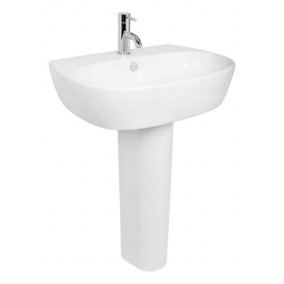 SunDaze Bathroom Cloakroom Full Pedestal 550mm Basin Compact Single Tap Hole Sink