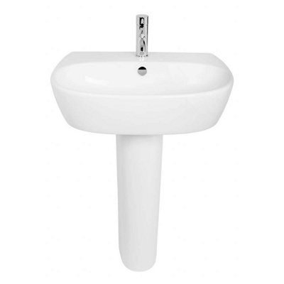 SunDaze Bathroom Cloakroom Full Pedestal 550mm Basin Compact Single Tap Hole Sink
