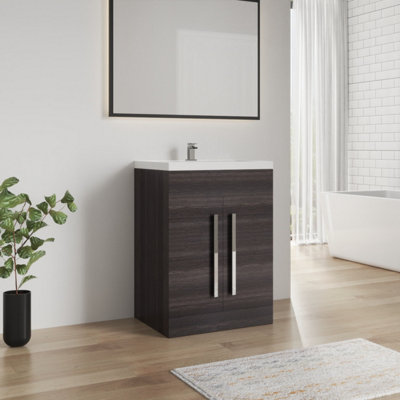 SunDaze Bathroom Furniture Storage Cabinet Freestanding Vanity Unit & Basin 600mm Charcoal