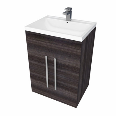 SunDaze Bathroom Furniture Storage Cabinet Freestanding Vanity Unit & Basin 600mm Charcoal
