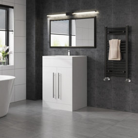 SunDaze Bathroom Furniture Storage Cabinet Freestanding Vanity Unit & Basin 600mm Gloss White