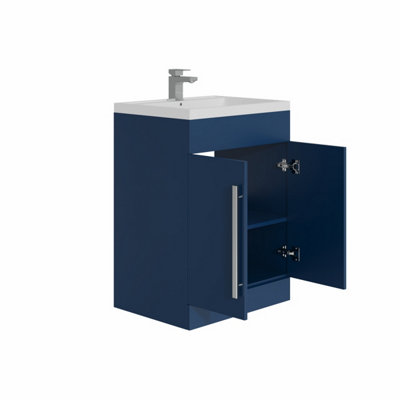 SunDaze Bathroom Furniture Storage Cabinet Freestanding Vanity Unit & Basin 600mm Matt Blue