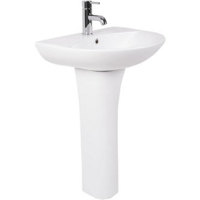 SunDaze Bathroom Modern Cloakroom Full Pedestal 550mm Basin Compact Single Tap Hole Sink