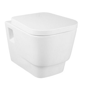 SunDaze Bathroom Modern White Wall Hung Pan with Soft UF Seat Cover