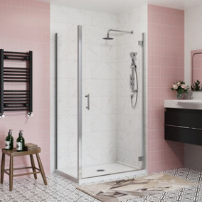 SunDaze Bathroom Shower Enclosure Cubicle 1000mm Hinged Door with 760mm Side Panel Screen