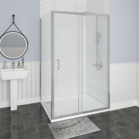 SunDaze Bathroom Shower Enclosure Cubicle 1200mm Sliding Door with 760mm Side Panel Screen