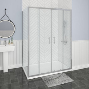 SunDaze Bathroom Shower Enclosure Cubicle 1400mm Double Sliding Door with 1000mm Side Panel Screen