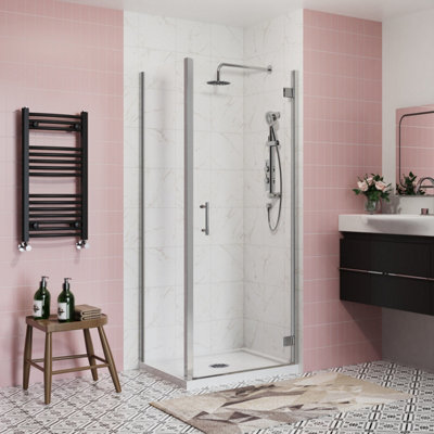 SunDaze Bathroom Shower Enclosure Cubicle 800mm Hinged Door with 900mm Side Panel Screen