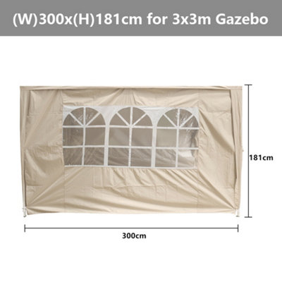 SunDaze Beige Side Panel with Window for 3x3M Pop Up Gazebo Tent 1 Piece