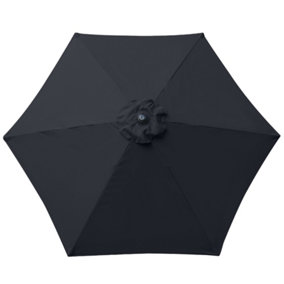 SunDaze Black Replacement Parasol Fabric Garden Umbrella Canopy Cover for 2.5m 6 Arm Parasols