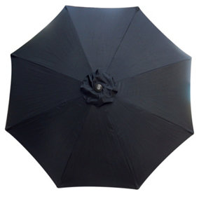 SunDaze Black Replacement Parasol Fabric Garden Umbrella Canopy Cover for 2.7m 8 Arm Parasols