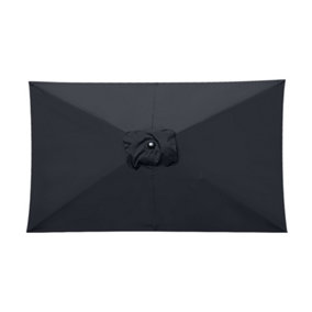 SunDaze Black Replacement Parasol Fabric Garden Umbrella Canopy Cover for 3X2m 6 Arm Parasols