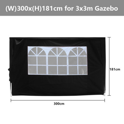 SunDaze Black Side Panel with Window for 3x3M Pop Up Gazebo Tent 1 Piece
