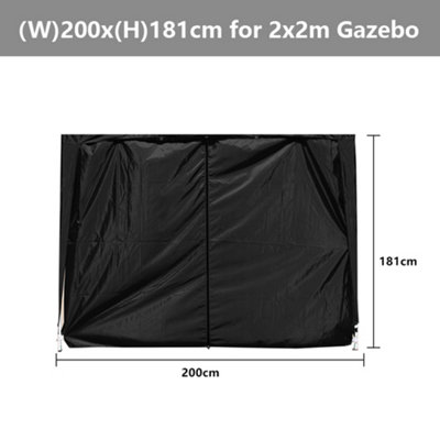 SunDaze Black Side Panel with Zipper for 2x2M Pop Up Gazebo Tent 1 Piece