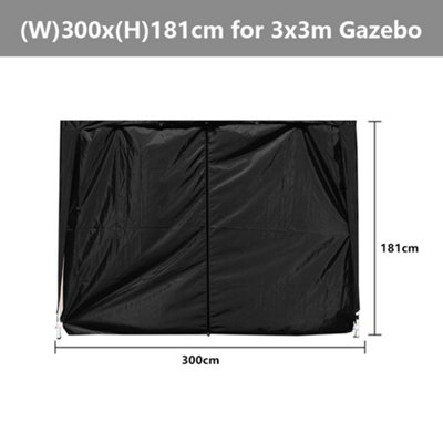 SunDaze Black Side Panel with Zipper for 3x3M Pop Up Gazebo Tent 1 Piece