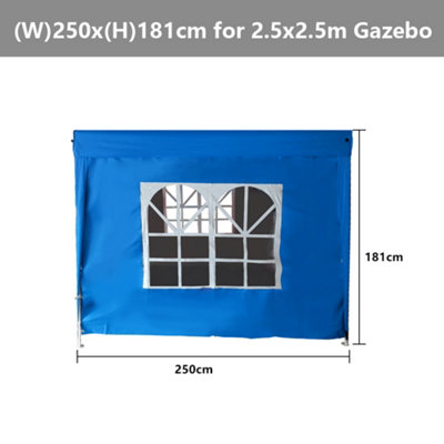SunDaze Blue Side Panel with Window for 2.5x2.5M Pop Up Gazebo Tent 1 Piece