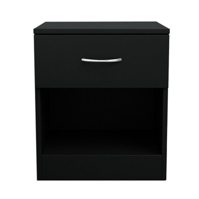 SunDaze Chest of Drawers Bedroom Furniture Bedside Cabinet with Handle 1 Drawer Black 40x36x47cm