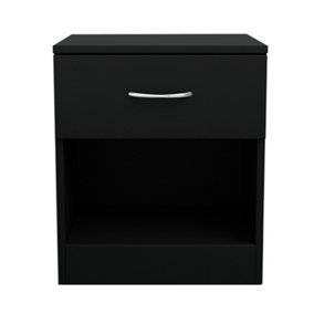 SunDaze Chest of Drawers Bedroom Furniture Bedside Cabinet with Handle 1 Drawer Black 40x36x47cm