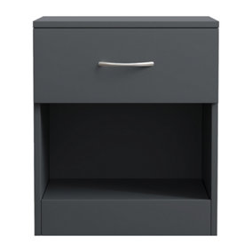 SunDaze Chest of Drawers Bedroom Furniture Bedside Cabinet with Handle 1 Drawer Grey 40x36x47cm