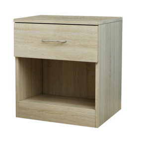 SunDaze Chest of Drawers Bedroom Furniture Bedside Cabinet with Handle 1 Drawer Oak 40x36x47cm