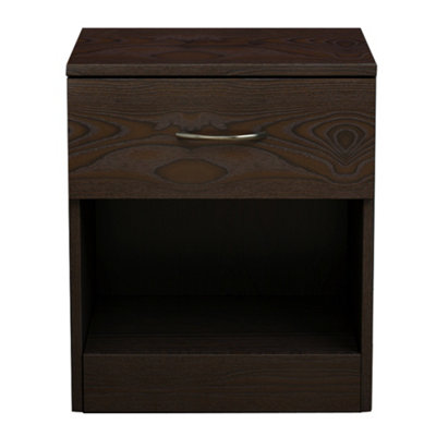 SunDaze Chest of Drawers Bedroom Furniture Bedside Cabinet with Handle 1 Drawer Walnut 40x36x47cm