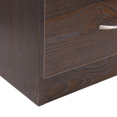 SunDaze Chest of Drawers Bedroom Furniture Bedside Cabinet with Handle 1 Drawer Walnut 40x36x47cm