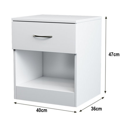 SunDaze Chest of Drawers Bedroom Furniture Bedside Cabinet with Handle 1 Drawer White 40x36x47cm