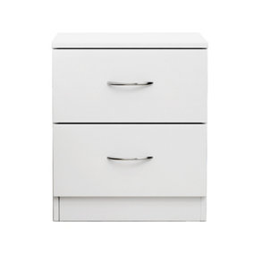 SunDaze Chest of Drawers Bedroom Furniture Bedside Cabinet with Handle 2 Drawer White 40x36x47cm