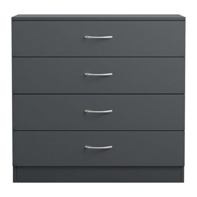 SunDaze Chest of Drawers Bedroom Furniture Bedside Cabinet with Handle 4 Drawer Grey 75x36x72cm