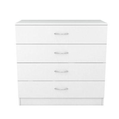 SunDaze Chest of Drawers Bedroom Furniture Bedside Cabinet with Handle 4 Drawer White 75x36x72cm