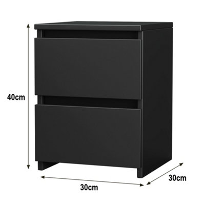 SunDaze Chest of Drawers Storage Bedroom Furniture Cabinet 2 Drawer Black 30x30x40cm