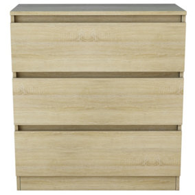 SunDaze Chest of Drawers Storage Bedroom Furniture Cabinet 3 Drawer Oak 70x40x77cm